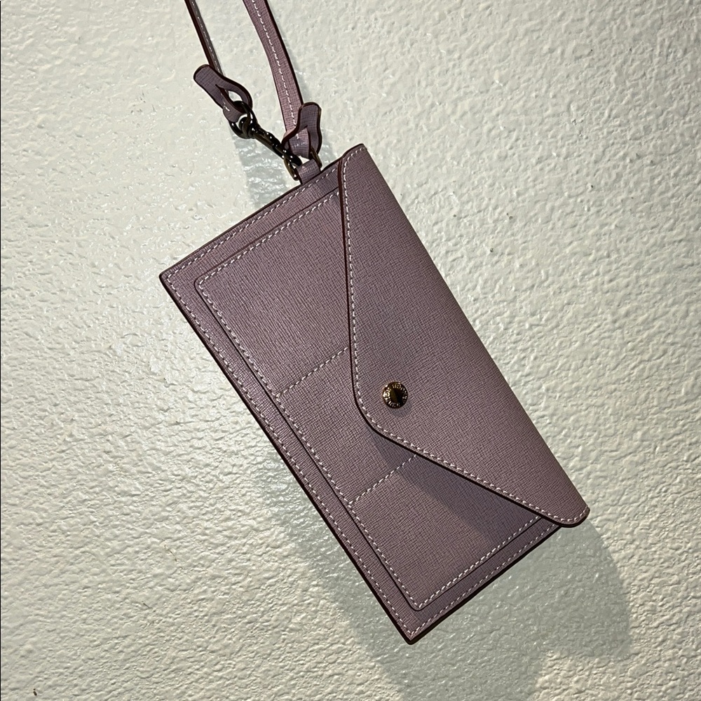 Dooney & Bourke Lilac Saffiano Wristlet Clutch Phone Card Slots Wallet